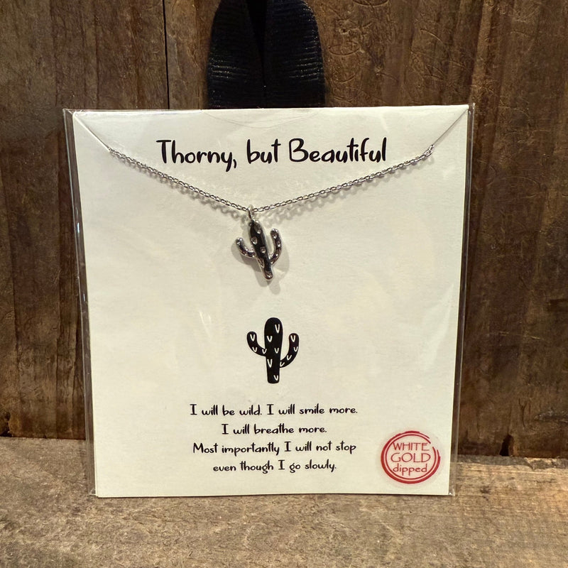 Dainty Cactus Silver Fashion Necklace - Country Lace Boutique