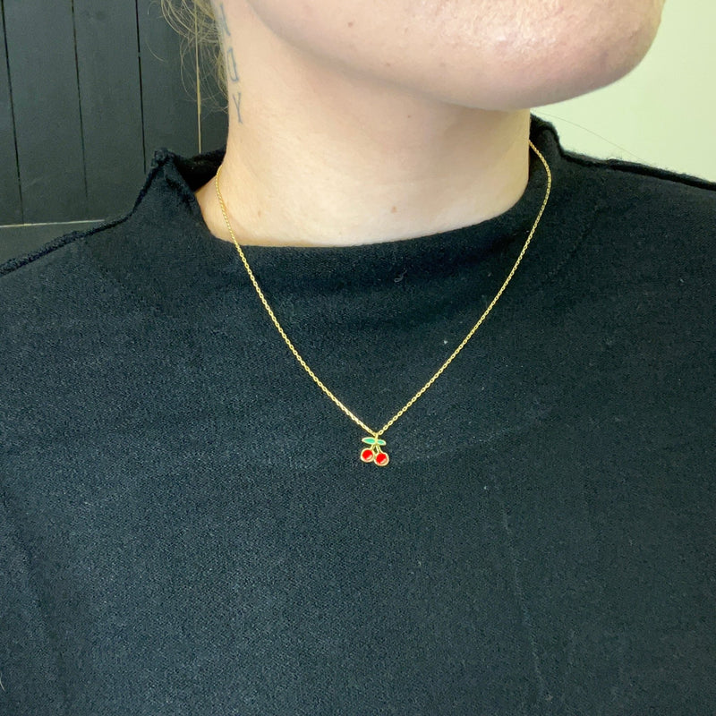 Dainty Cherry Gold Fashion Necklace - Country Lace Boutique