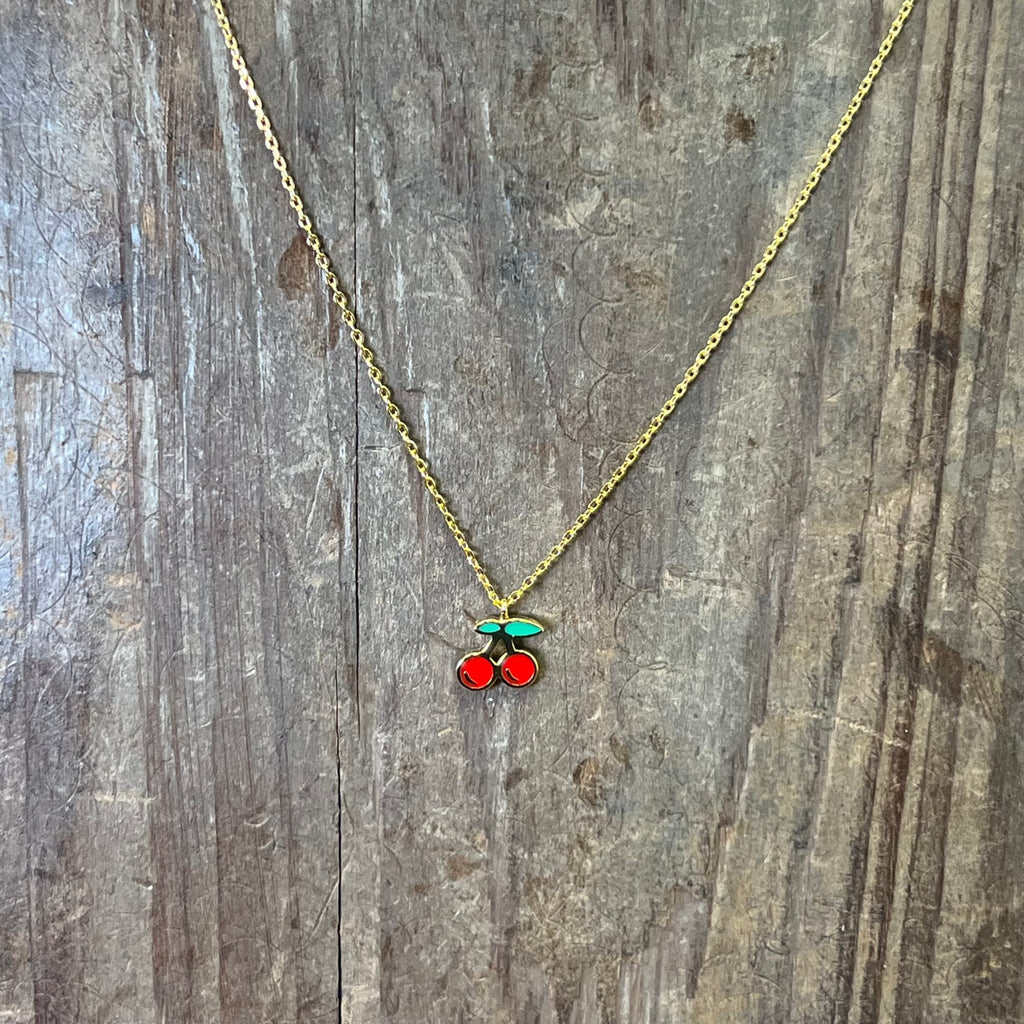 Dainty Cherry Gold Fashion Necklace - Country Lace Boutique