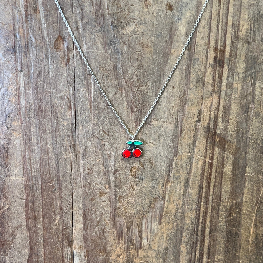 Dainty Cherry Silver Fashion Necklace - Country Lace Boutique