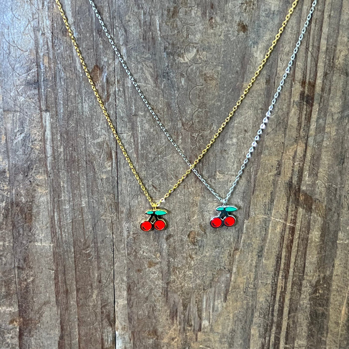 Dainty Cherry Silver Fashion Necklace - Country Lace Boutique