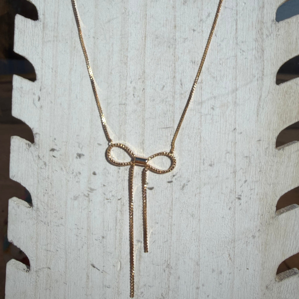 Dainty Gold Bow Chain Fashion Necklace - Country Lace Boutique
