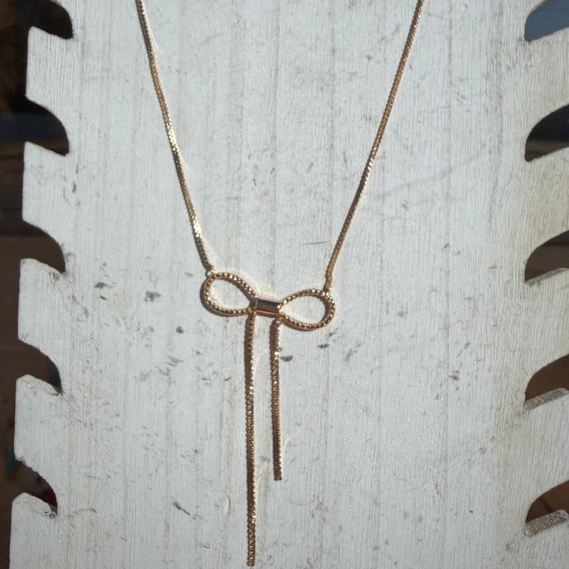 Dainty Gold Bow Chain Fashion Necklace - Country Lace Boutique