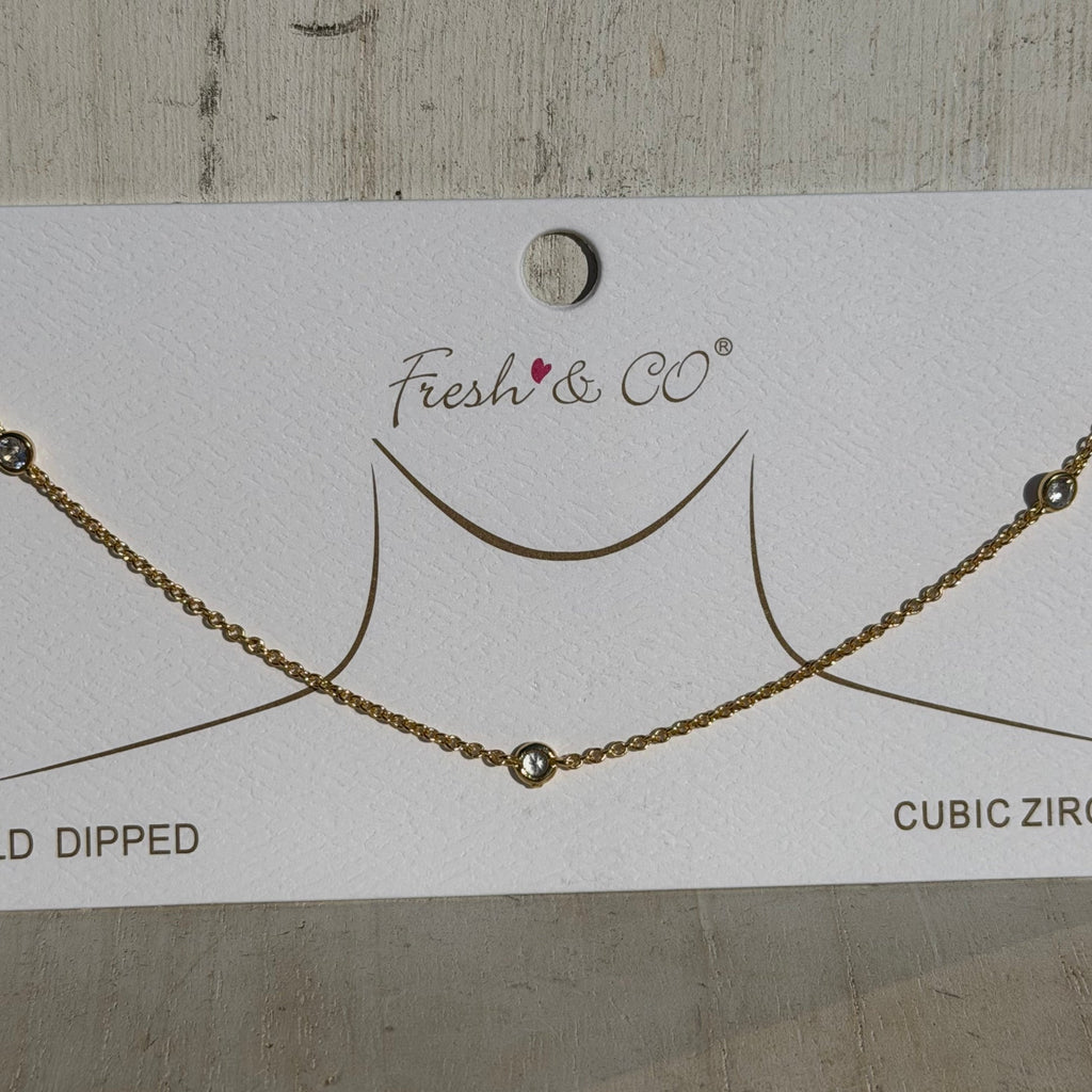 Dainty Gold & Cubic Zirconia Fashion Necklace - Country Lace Boutique