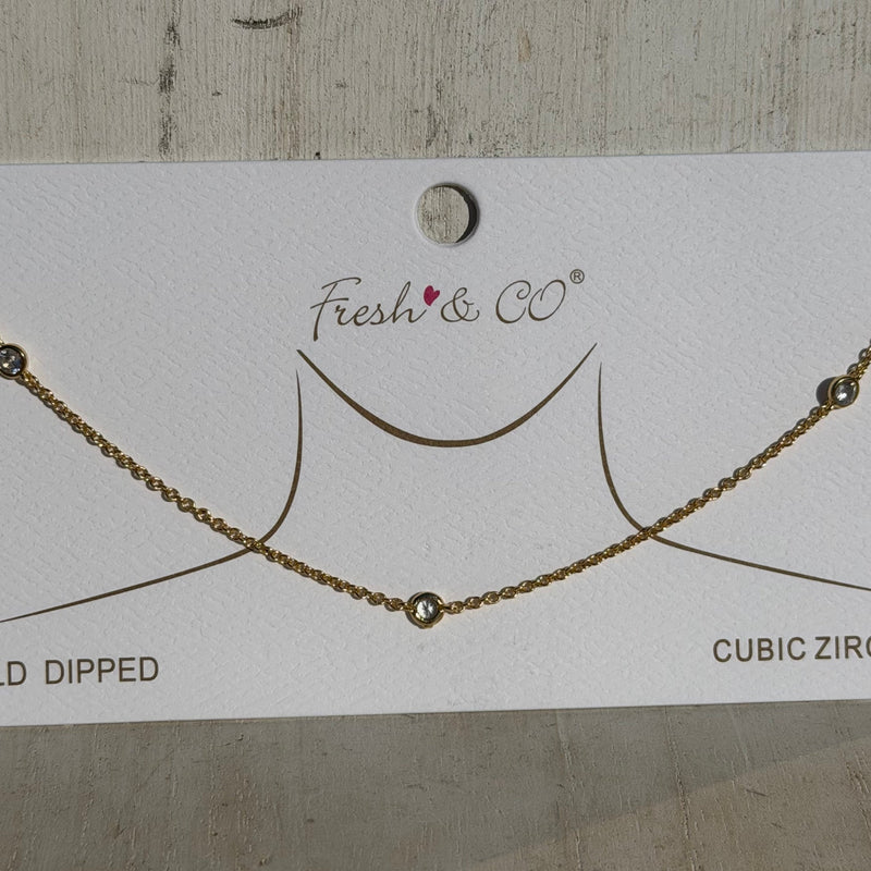 Dainty Gold & Cubic Zirconia Fashion Necklace - Country Lace Boutique