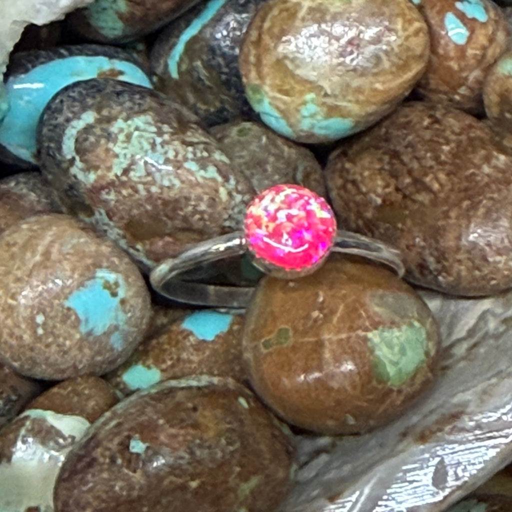 Dainty Hot Pink Opal Sterling Silver Ring - Country Lace Boutique