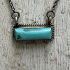 Dainty Kingman Turquoise Rope Detail Bar Sterling Silver Necklace - Country Lace Boutique