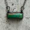 Dainty Kingman Turquoise Rope Detail Bar Sterling Silver Necklace - Country Lace Boutique