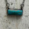 Dainty Kingman Turquoise Rope Detail Bar Sterling Silver Necklace - Country Lace Boutique