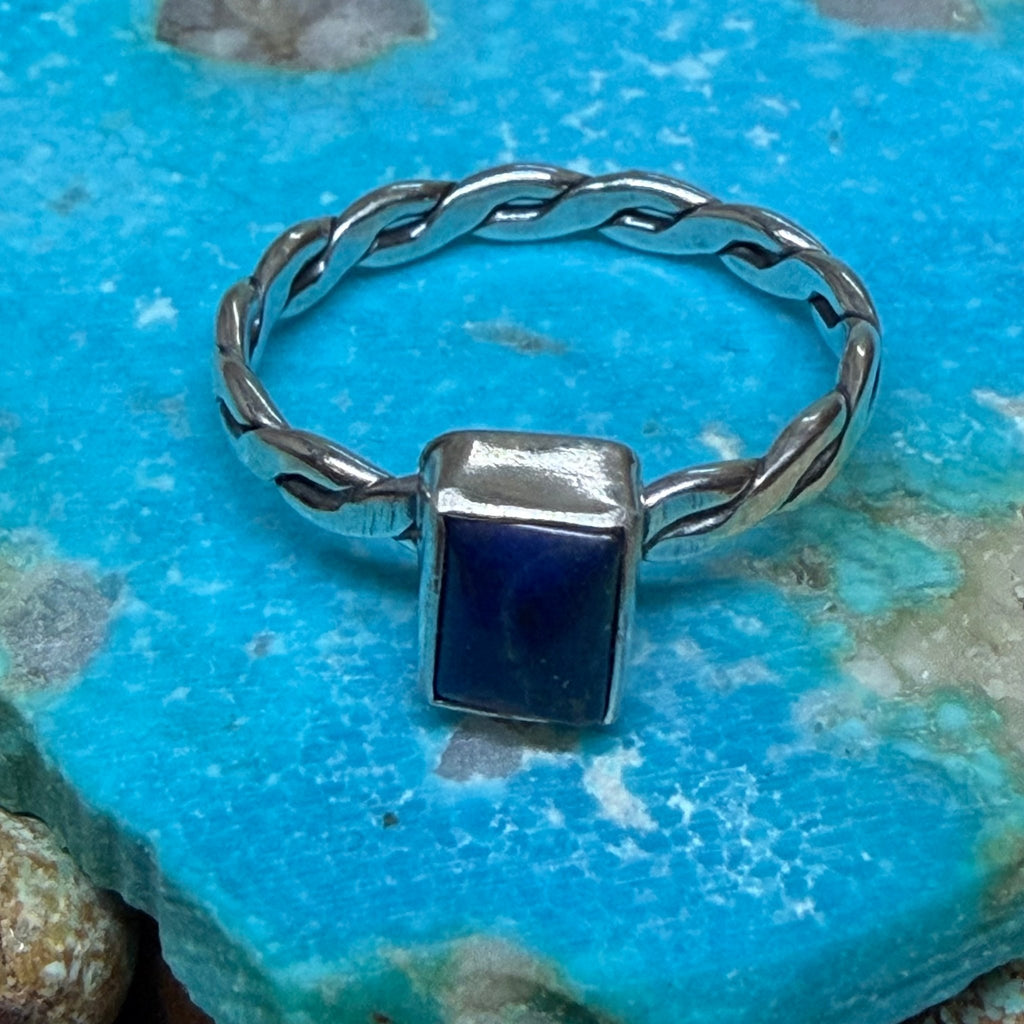 Dainty Lapis Twisted Band Sterling Silver Ring - Country Lace Boutique