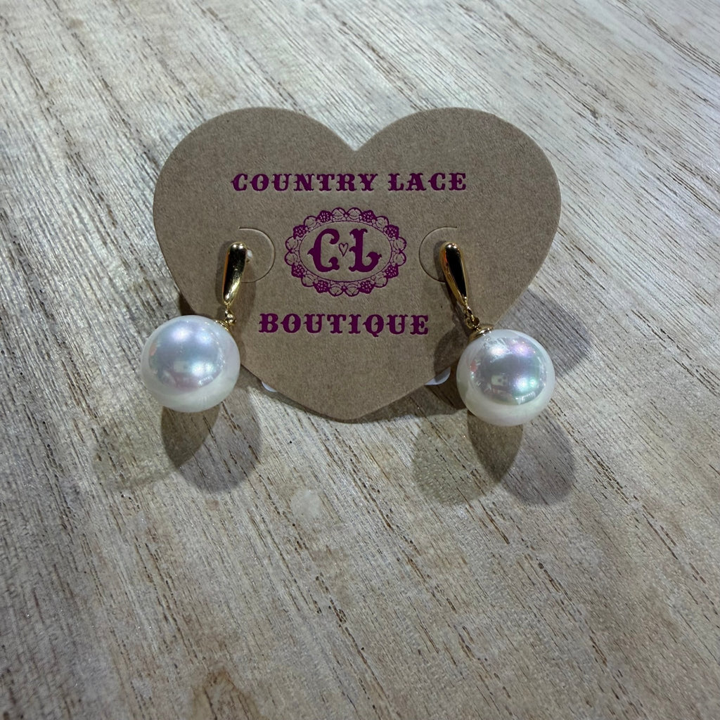 Dainty Pearl Dangle Gold Post Stud Fashion Earrings - Country Lace Boutique