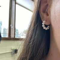 Dainty Pearl Hoop with Gold Post Fashion Earrings - Country Lace Boutique