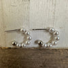 Dainty Pearl Hoop with Silver Post Fashion Earrings - Country Lace Boutique