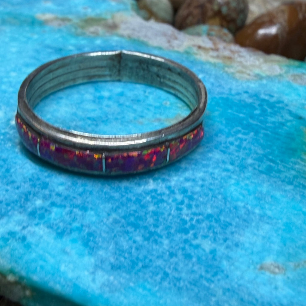 Dainty Purple Opal Inlay Sterling Silver Ring size 9.5 - Country Lace Boutique