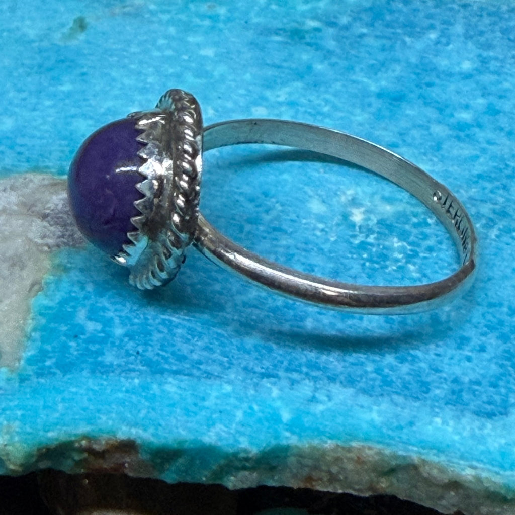 Dainty Round Charoite Purple Sterling Silver Ring - Country Lace Boutique