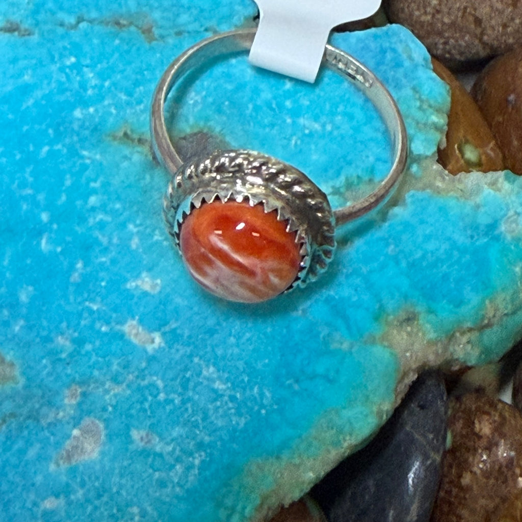 Dainty Round Orange Spiny Sterling Silver Ring - Country Lace Boutique
