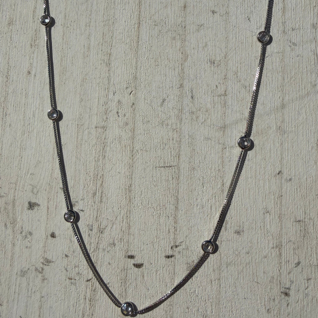 Dainty Silver & Cubic Zirconia Fashion Necklace - Country Lace Boutique