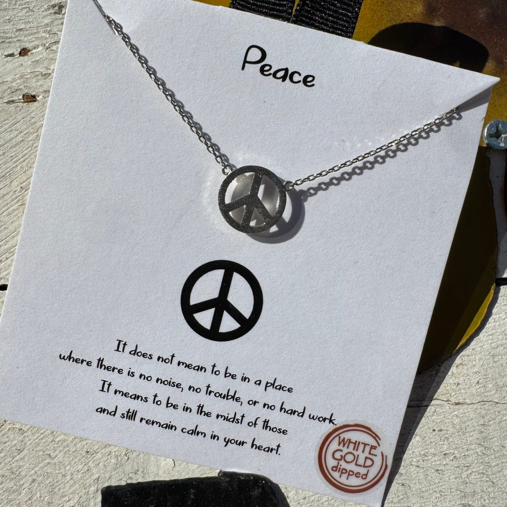 Dainty Silver Peace Sign Fashion Necklace - Country Lace Boutique