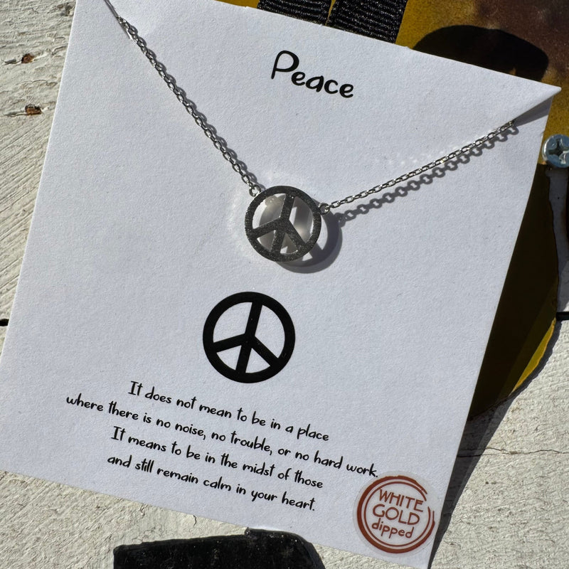 Dainty Silver Peace Sign Fashion Necklace - Country Lace Boutique