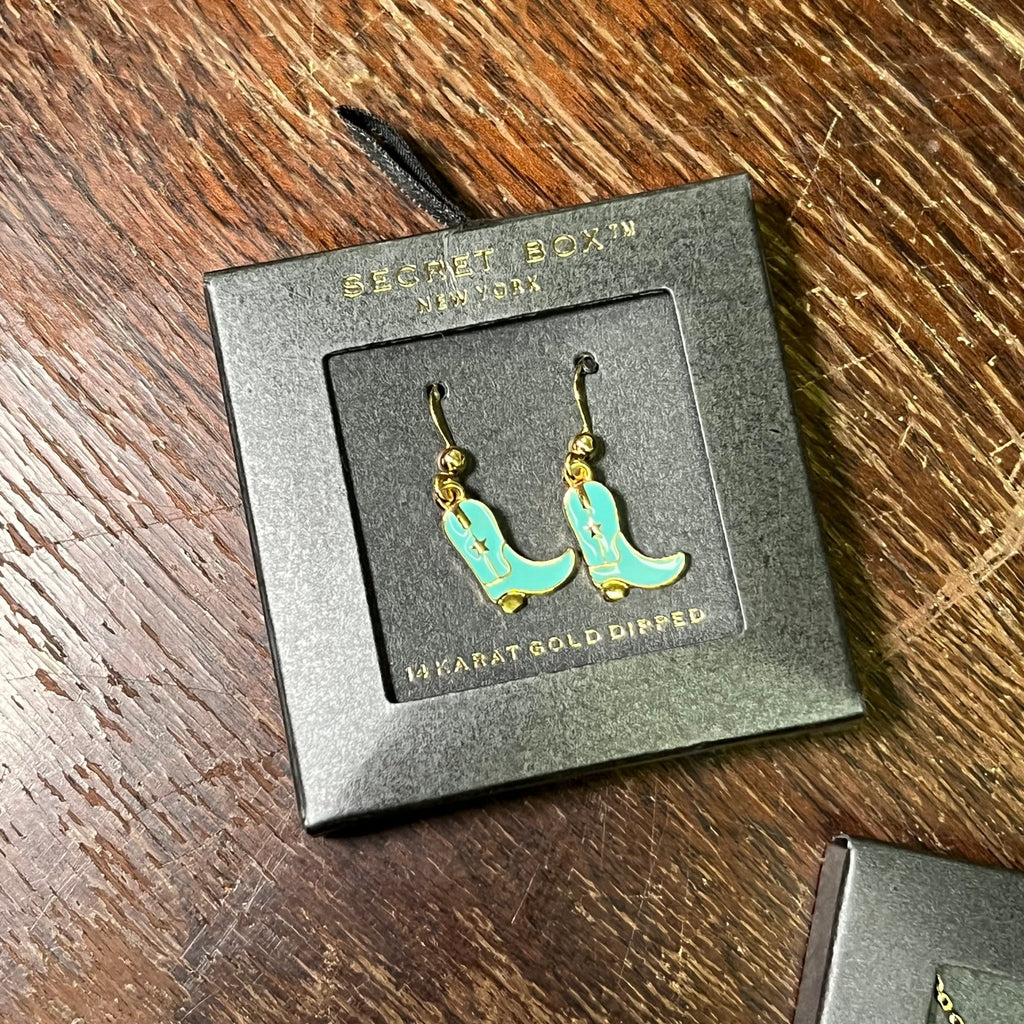 Dainty Turquoise Boot French Hook Fashion Earrings - Country Lace Boutique