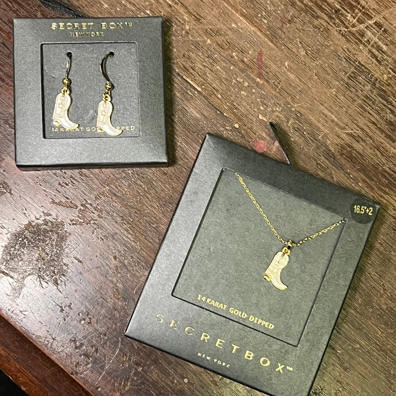 Dainty White Boot French Hook Fashion Earrings - Country Lace Boutique