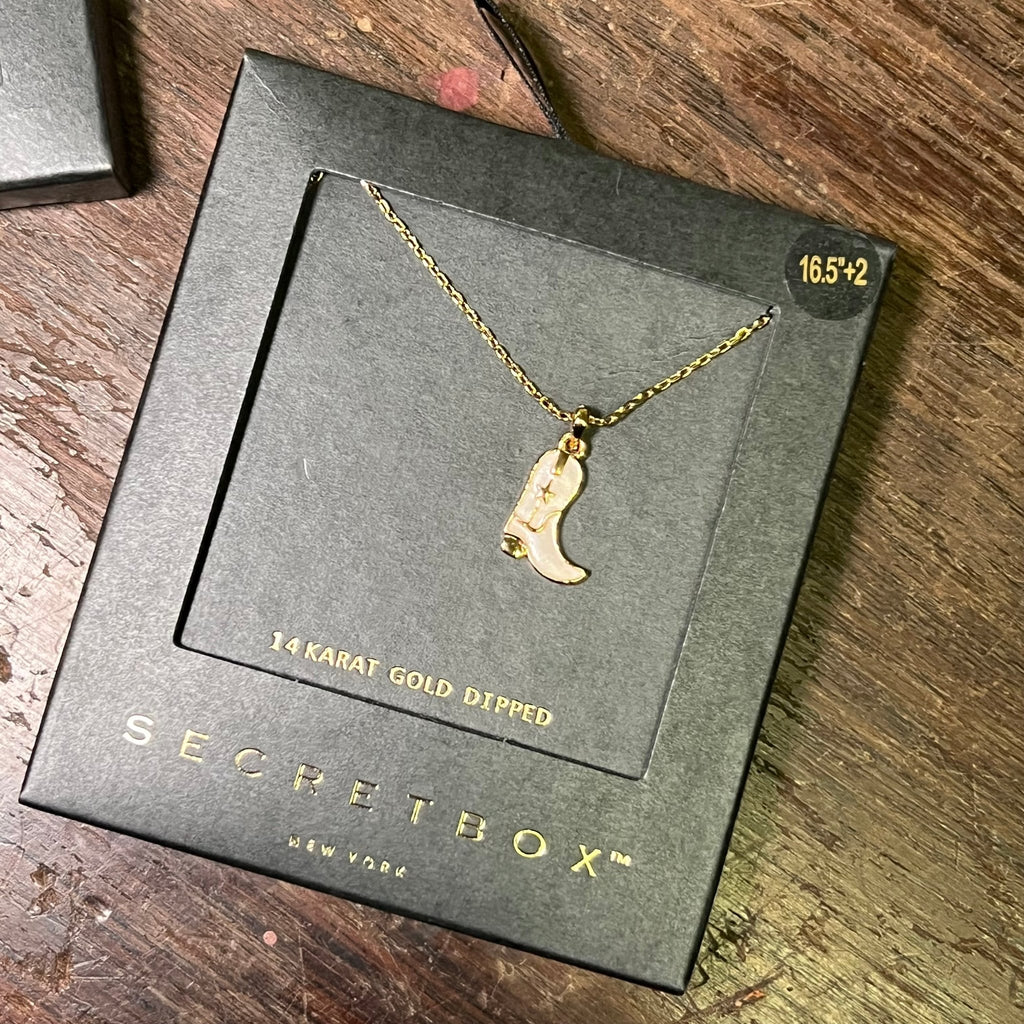 Dainty White Boot Gold Fashion Necklace - Country Lace Boutique