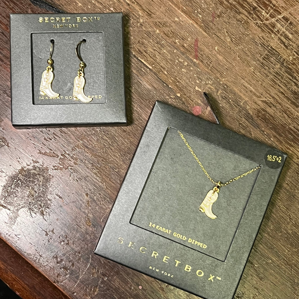 Dainty White Boot Gold Fashion Necklace - Country Lace Boutique