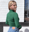 Dark Green Mock Turtle Neck Bodysuit Top - Country Lace Boutique