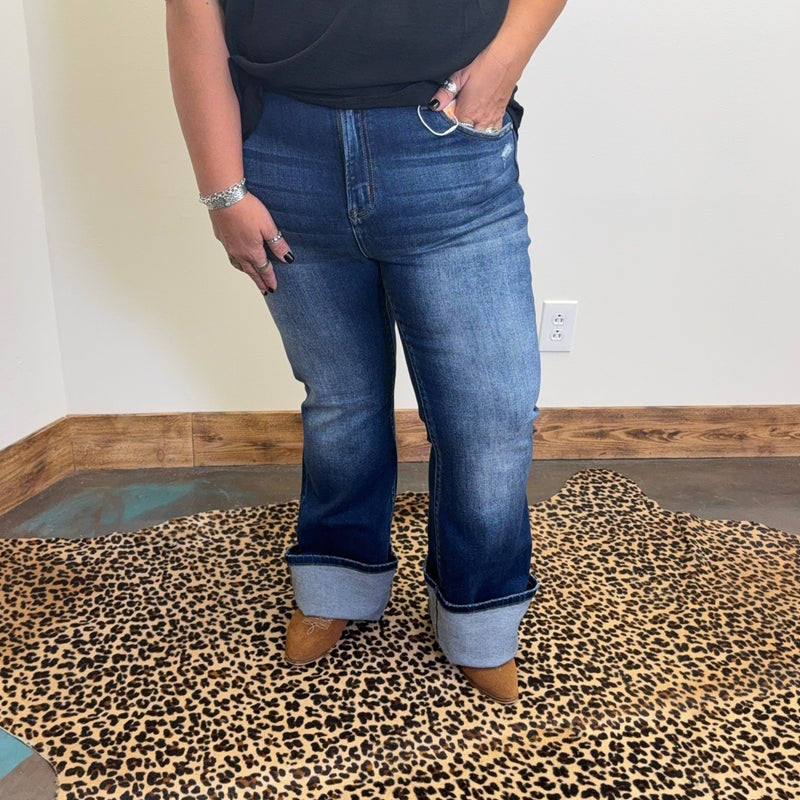 Dark High Rise Bootcut Risen Jeans - Country Lace Boutique