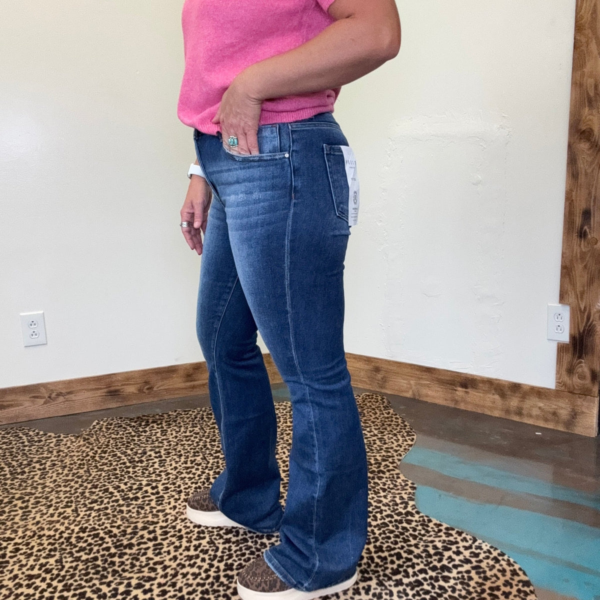 Dark High Rise Bootcut Risen Jeans - Country Lace Boutique