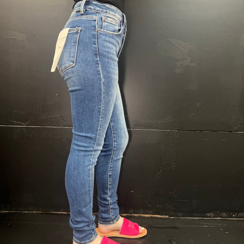 Dark High Rise Skinny Risen Jeans - Country Lace Boutique