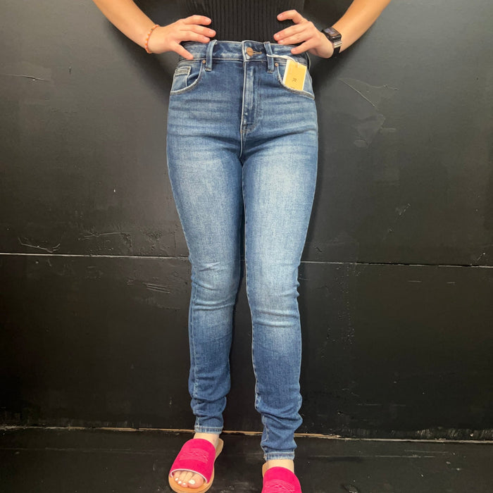 Dark High Rise Skinny Risen Jeans - Country Lace Boutique