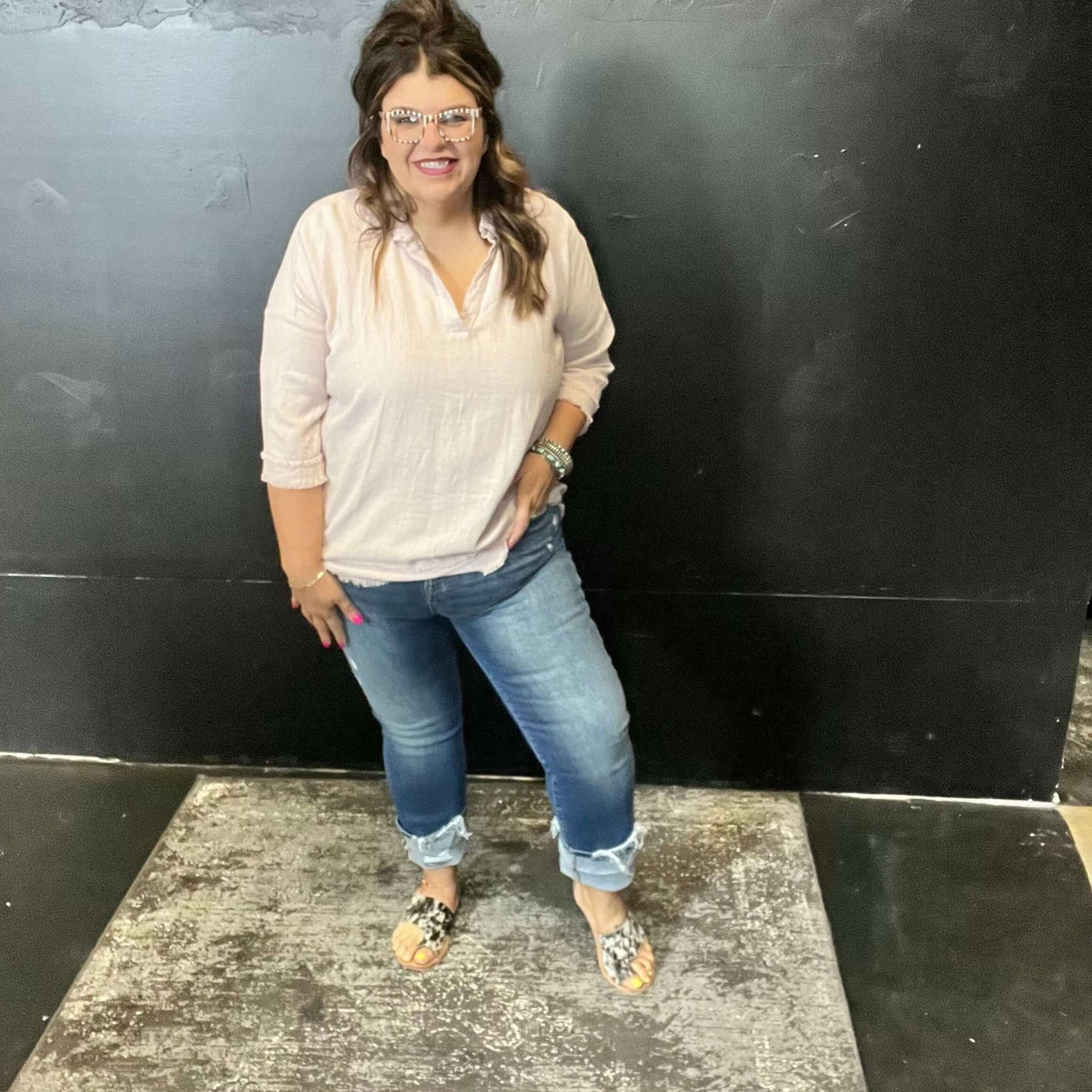 Dark Little Distressed Risen Straight Leg Jeans - Country Lace Boutique