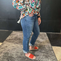 Dark Little Distressed Risen Straight Leg Jeans - Country Lace Boutique