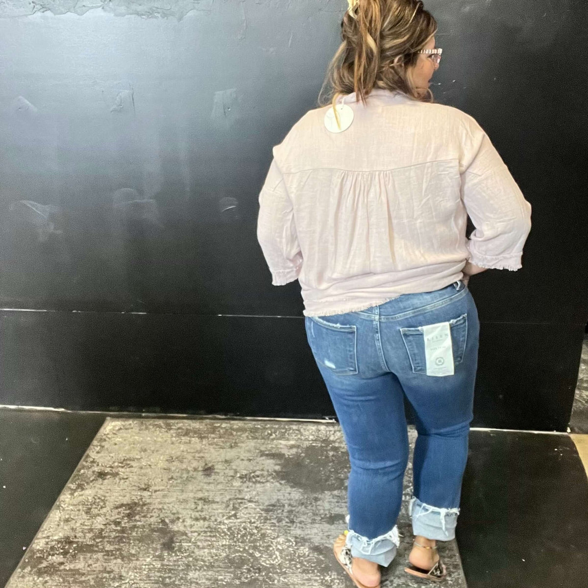 Dark Little Distressed Risen Straight Leg Jeans - Country Lace Boutique