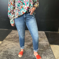 Dark Little Distressed Risen Straight Leg Jeans - Country Lace Boutique