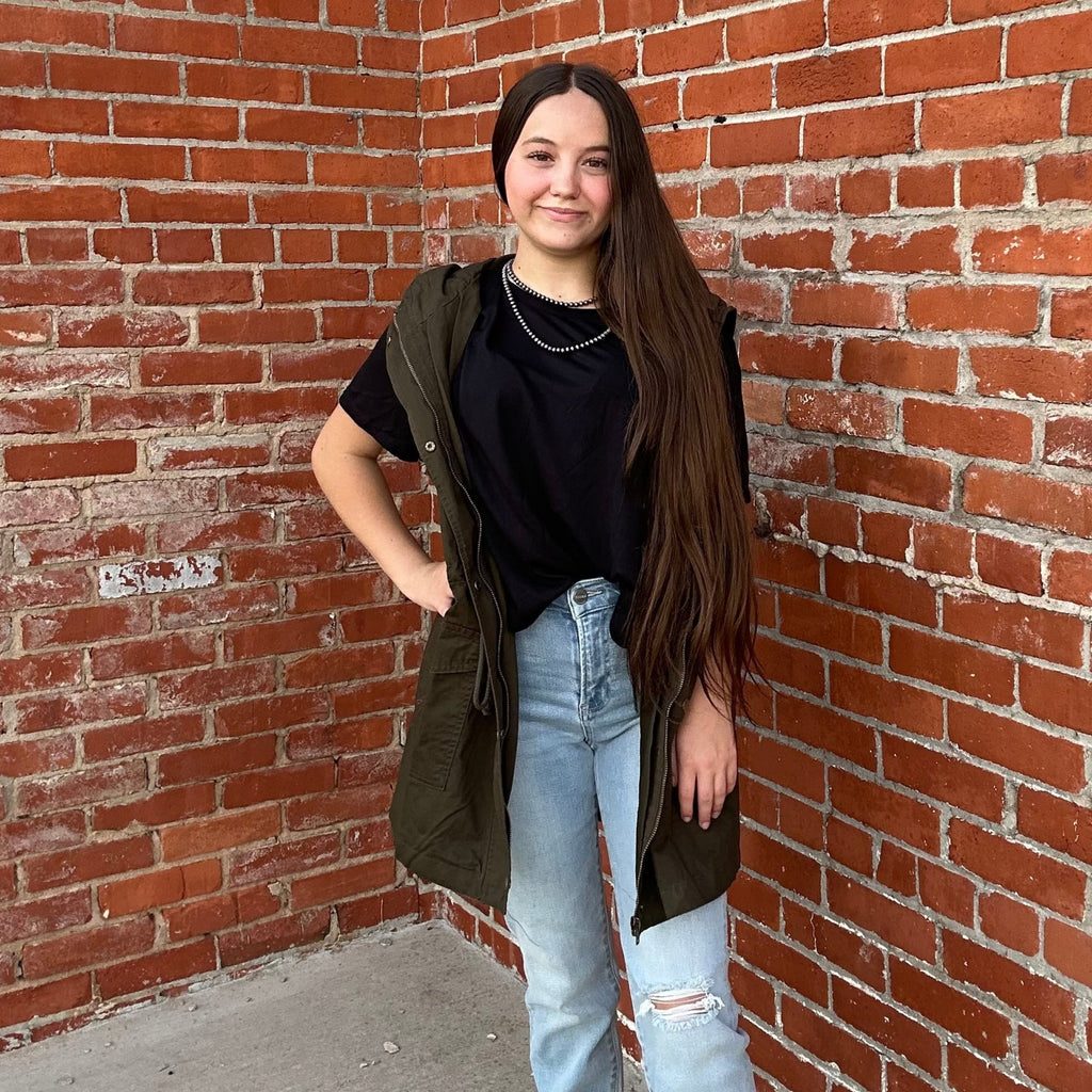 Dark Olive Cargo Vest - Country Lace Boutique