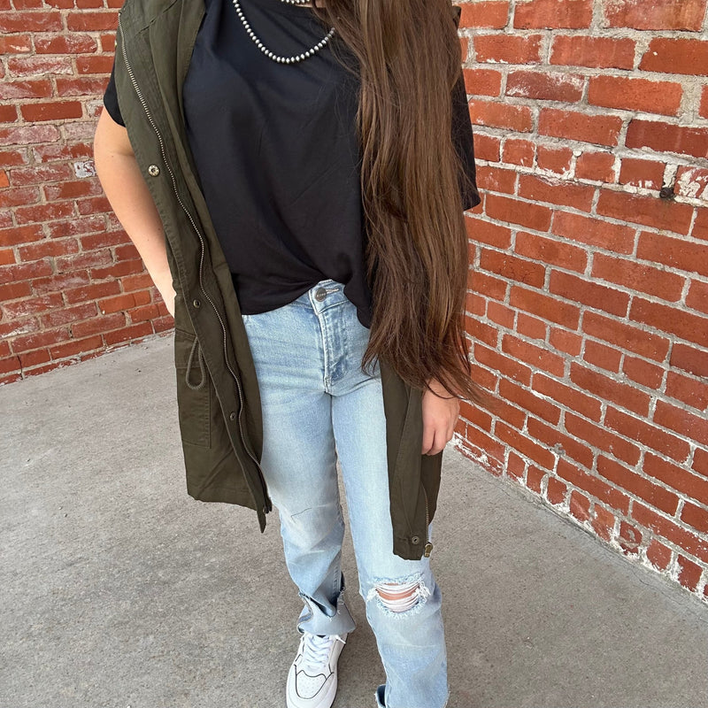 Dark Olive Cargo Vest - Country Lace Boutique