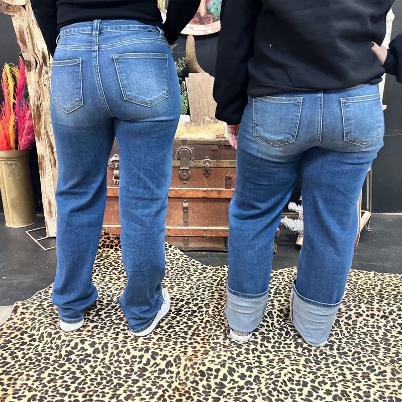 Dark Risen Trouser Leg Jeans - Country Lace Boutique