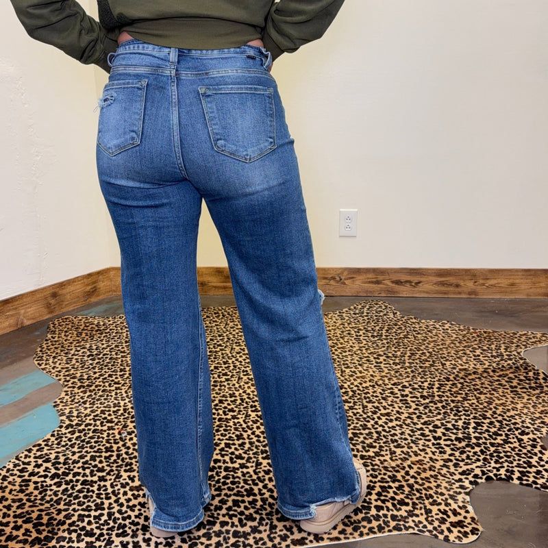 Dark Risen Trouser with Holes Leg Jeans - Country Lace Boutique