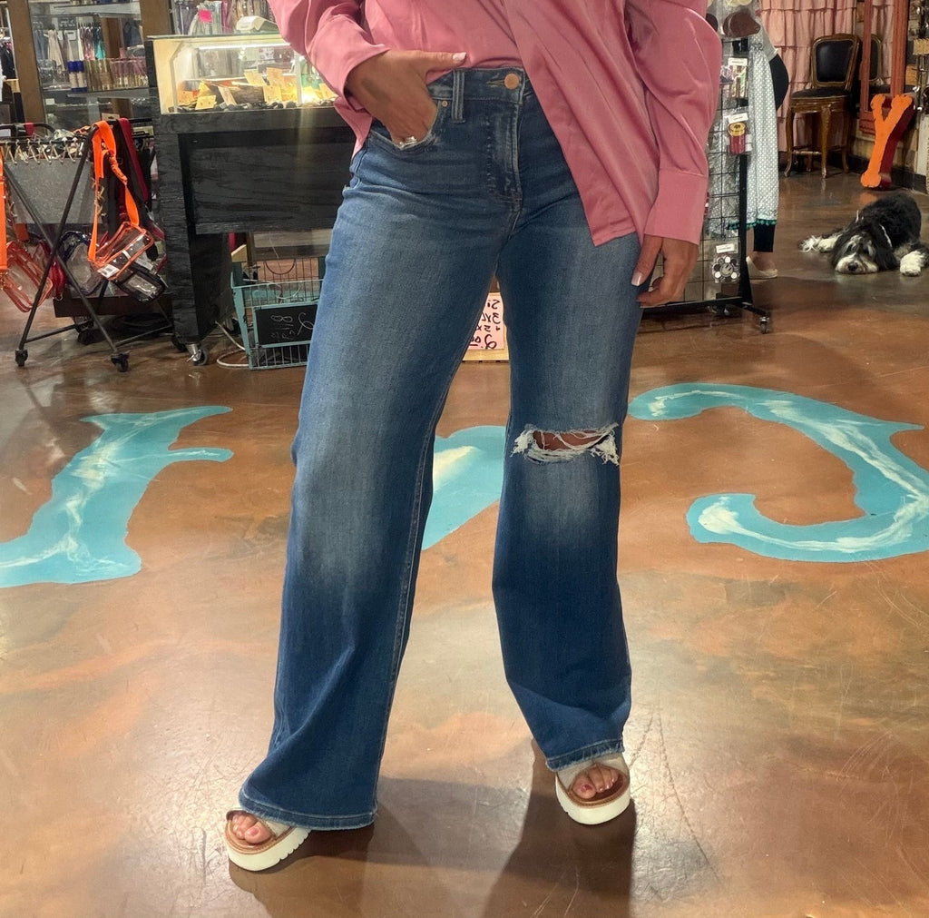 Dark Risen Trouser with Holes Leg Jeans - Country Lace Boutique
