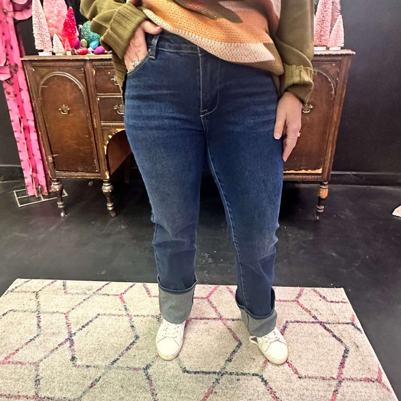 Dark Straight Long Risen Jeans - Country Lace Boutique