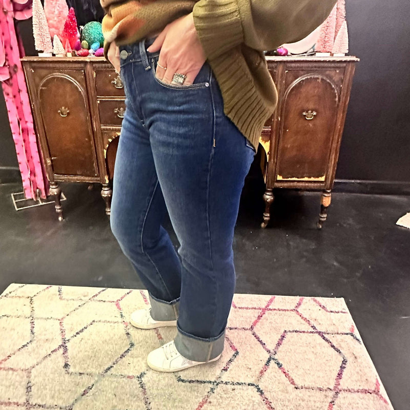 Dark Straight Long Risen Jeans - Country Lace Boutique