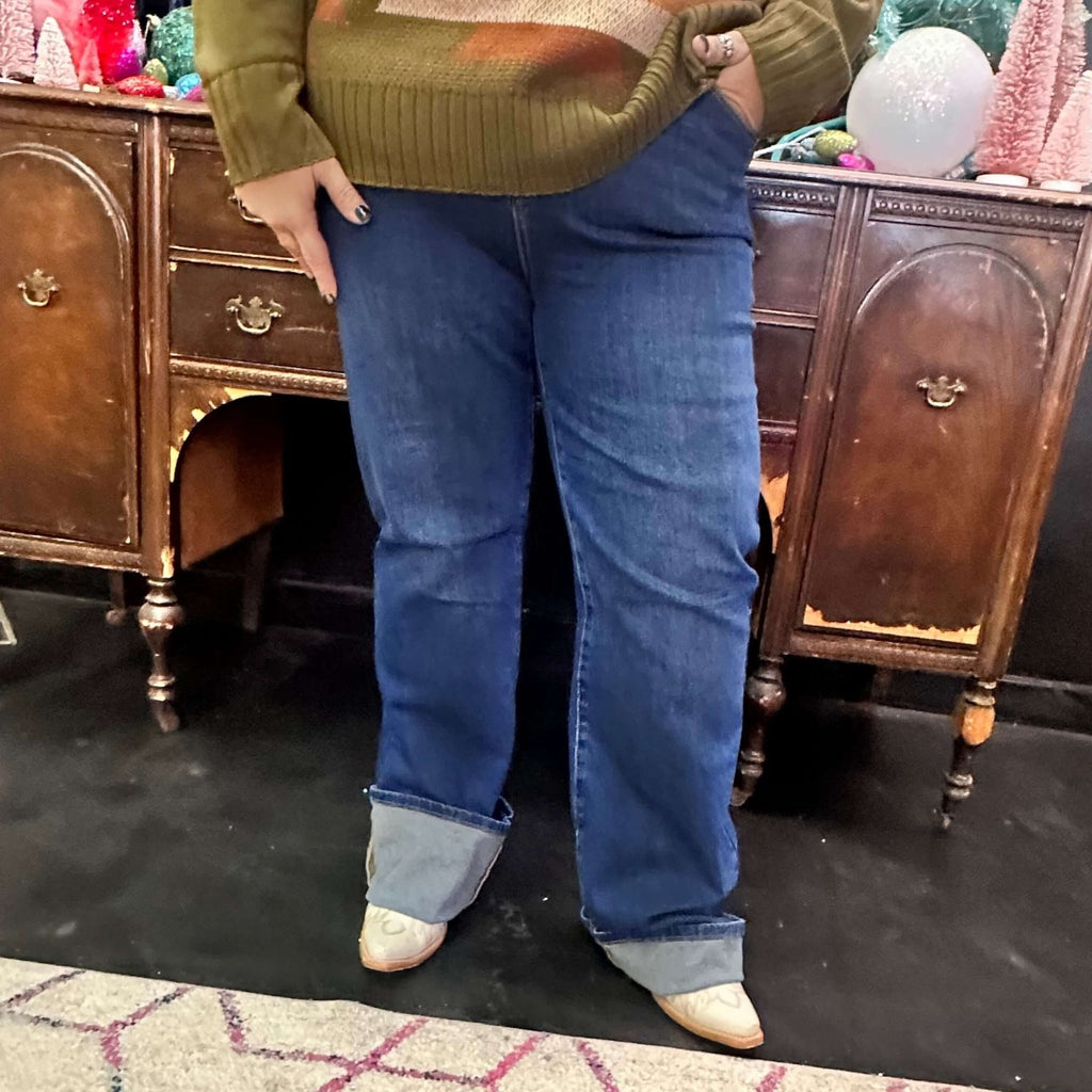 Dark Straight Long Risen Jeans - Country Lace Boutique