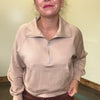 Dark Taupe Super Soft Half Zip Crop Sweat Shirt - Country Lace Boutique