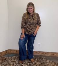 Dark Tummy Control Mid Rise Wide Flare Risen Jeans - Country Lace Boutique