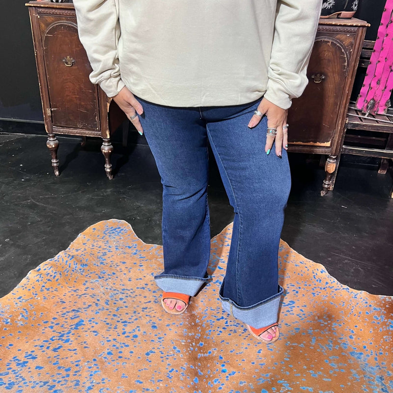 Dark Wash Bootcut Flare Risen Jeans - Country Lace Boutique