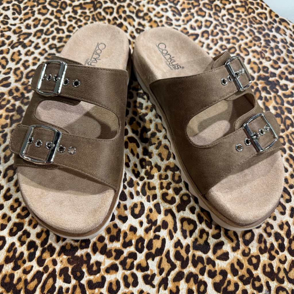 Dash Tan Slip On Sandal - Country Lace Boutique