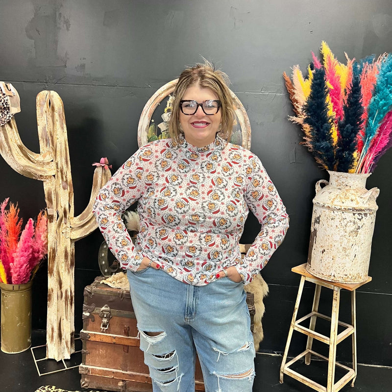 Dear Santa Mesh Long sleeve Top - Country Lace Boutique