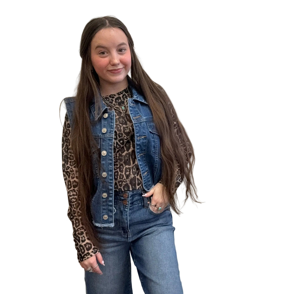 Denim Button Down Vest - Country Lace Boutique